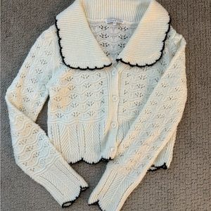 Shopbop Cream + Black Knit Cardigan Sweater size S